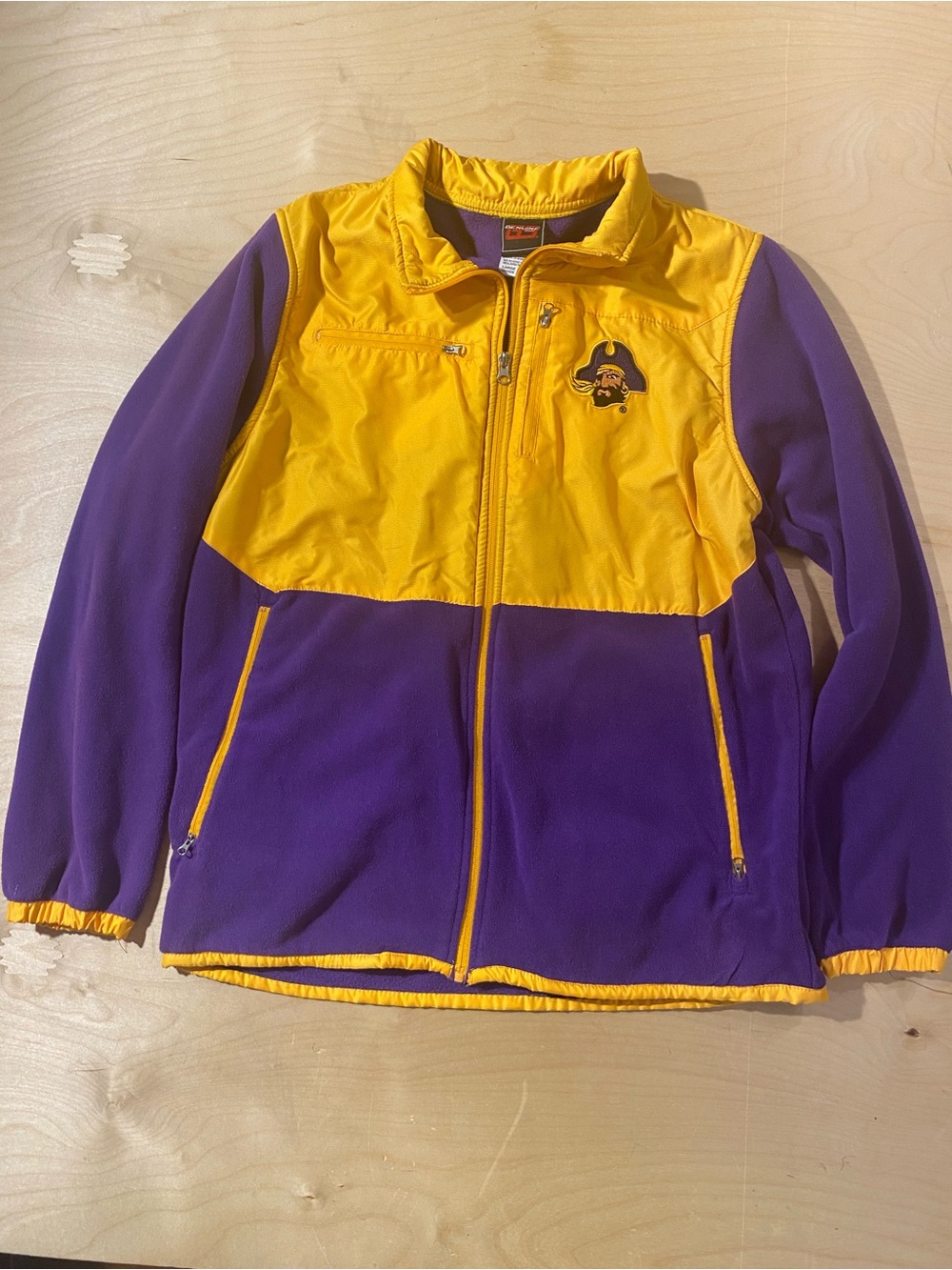 Genuine Stuff Two-Tone Purple and Yellow Zip-Up Fleece Jacket Large (SM)